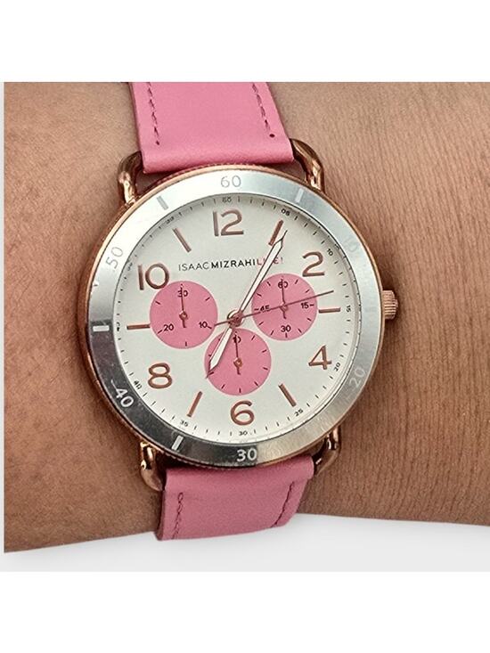 Isaac Mizrahi Live Pink Chronograph-Style Watch – Rose Gold Tone